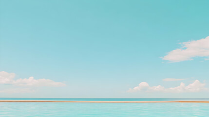 Obraz premium Serene infinity pool overlooking a tranquil ocean under a pastel sky. Perfect for relaxation and summer vacation themes.