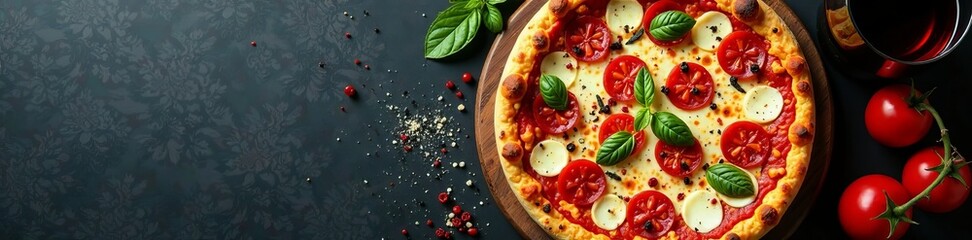 Delicious pizza topped with fresh ingredients on a rustic table, perfect for any meal.