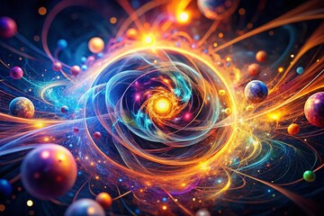 Low Light Vibrant Swirling Subatomic Energy Abstract Art