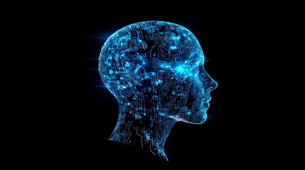 Obraz premium Human head made with numbers and symbols, technology concept