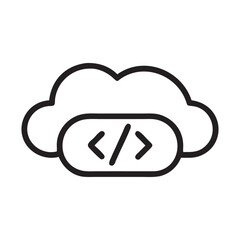 Cloud based coding icon, representing cloud computing and software development., vector illustration