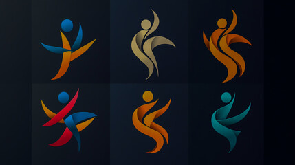 Obraz premium Professional vector logo template featuring abstract human figures symbolizing unity, global community, and social connection