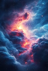 Fototapeta premium Vibrant Cosmic Nebula and Stars Cosmic Background of Supernova and Glowing Universe