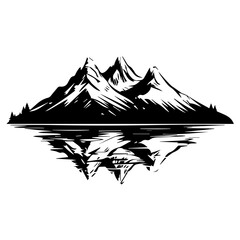 Mountain with Reflection in Water Silhouette