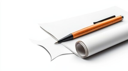Elegant pen resting on a sheet of clean paper, perfect for writing notes or ideas in a minimalistic workspace.