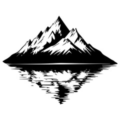 Mountain with Reflection in Water Silhouette