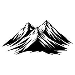 Black and White Mountain Range Silhouette