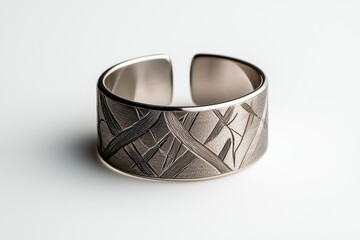 Elegant silver cuff bracelet featuring intricate leaf engravings, perfect for adding a touch of sophistication to any outfit.