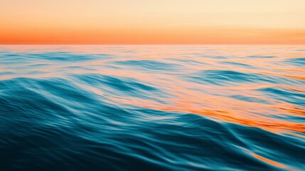 Obraz premium The fluid motion of the sea depicted in a minimalist orange-to-aquamarine gradient, embodying endless tranquility