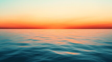Fototapeta premium The stillness of the ocean captured in a glowing orange-to-aquamarine gradient, radiating serenity and depth.