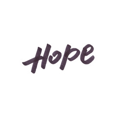 Hand-drawn black marker text “Hope” isolated on a transparent background