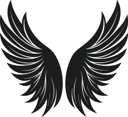 Elegant Angel Wings Silhouette – Stylish and Spiritual Vector Illustration