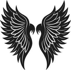 Intricate Angel Wings Silhouette – Elegant and Mystical Vector Design