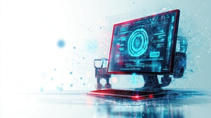 Naklejka premium Futuristic Computer Interface on Modern Desk