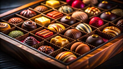 Luxurious Chocolate Box - Long Exposure Photography, Gourmet Sweets, Elegant Dessert, Confectionery, Gift