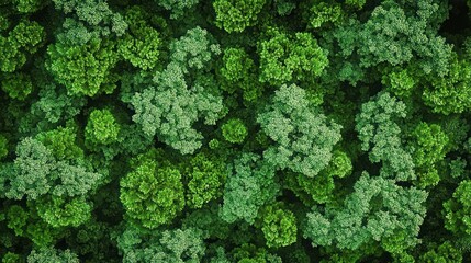 Lush Green Forest Aerial View with Dense Foliage and Intricate Details Natural Lighting