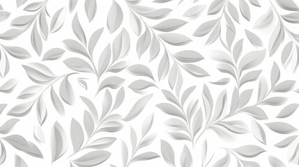 Fototapeta premium Elegant gray leaf pattern, seamless design, white background, ideal for textile or wallpaper