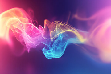 Obraz premium Colorful abstract smoke waves swirling in a vibrant background, creating a dynamic visual effect