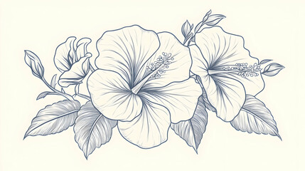 Elegant hibiscus flower bouquet illustration, perfect for wedding invitations or greeting cards