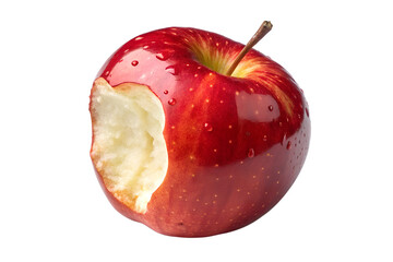 Red apple missing a bite isolated on transparent background