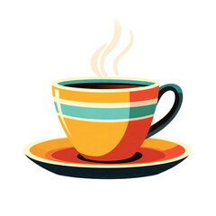 Obraz premium cup of steaming coffee flat design illustration isolated on transparent background