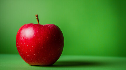  red apple on green background