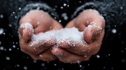 Fototapeta premium Hands holding snow in winter