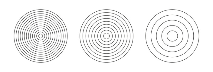 Polar grids concentric circles. Wheel of life, habits tracker. Circle diagrams divided on 12, 8, 4 segments. Blank graph paper. Coaching tool. Circles within a circle template. Lifestyle balance icon.