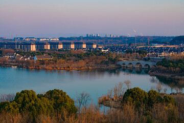 Modern buildings and rural skyscrapers and tourist attractions in China