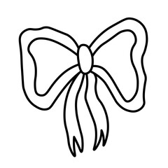 A stylized sketch of a ribbon bow. Minimalist outline design, perfect for elegant and decorative projects.