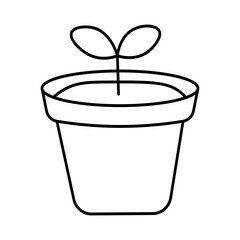  A simple hand-drawn sketch of a sprouting plant in a pot, symbolizing growth and spring.