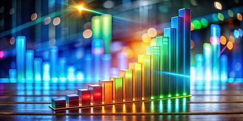 Macro Animated Business Bar Graph, Upward Trend, Financial Growth, Data Visualization, Chart