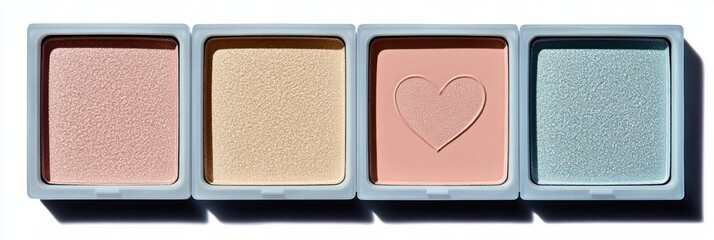Neutral Eyeshadow Palette with Soft Pastel Tones Heart Imprint Minimalist Design