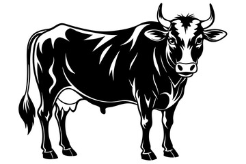cow line art silhouette vector illustration