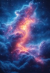 Obraz premium Vibrant Cosmic Nebula and Glowing Stars in a Mysterious Universe