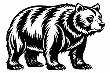 grizzly bear line art silhouette vector illustration