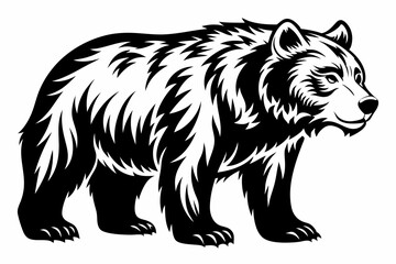grizzly bear line art silhouette vector illustration