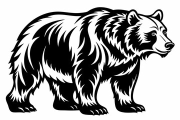 grizzly bear line art silhouette vector illustration