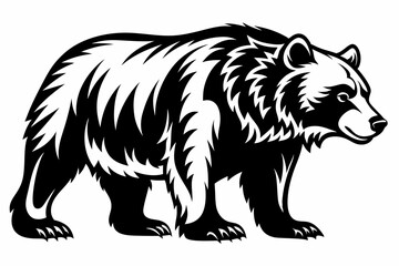 grizzly bear line art silhouette vector illustration