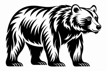 grizzly bear line art silhouette vector illustration