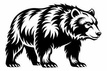 grizzly bear line art silhouette vector illustration