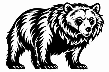 grizzly bear line art silhouette vector illustration