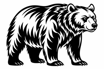 grizzly bear line art silhouette vector illustration