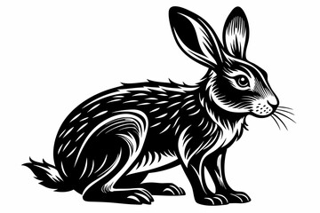 hare line art silhouette vector illustration