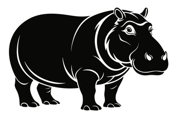 hippopotamus line art silhouette vector illustration