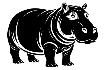 Fototapeta premium hippopotamus line art silhouette vector illustration