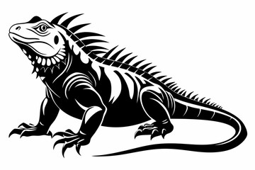 iguana line art silhouette vector illustration