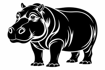 hippopotamus line art silhouette vector illustration