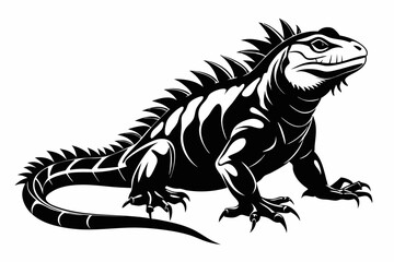 Obraz premium iguana line art silhouette vector illustration