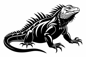 iguana line art silhouette vector illustration